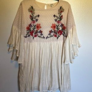 Cream bell sleeve boho dress